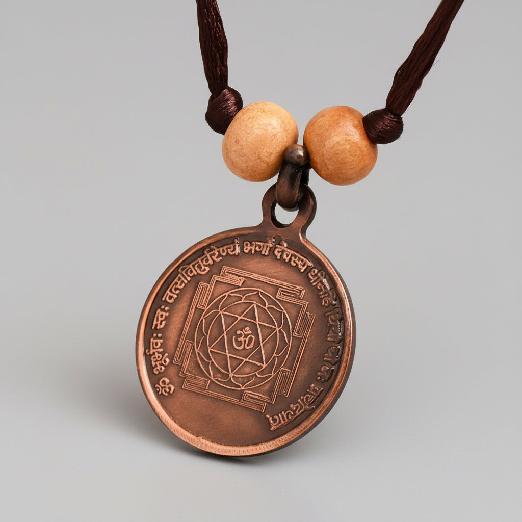 Shree Gayatri Yantra Copper Locket-Small-With Thread