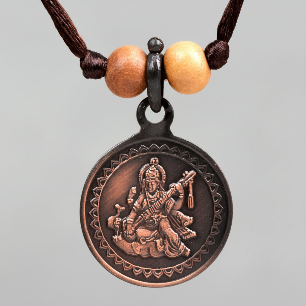 Shree Saraswati Yantra Copper Locket-Large-With Thread