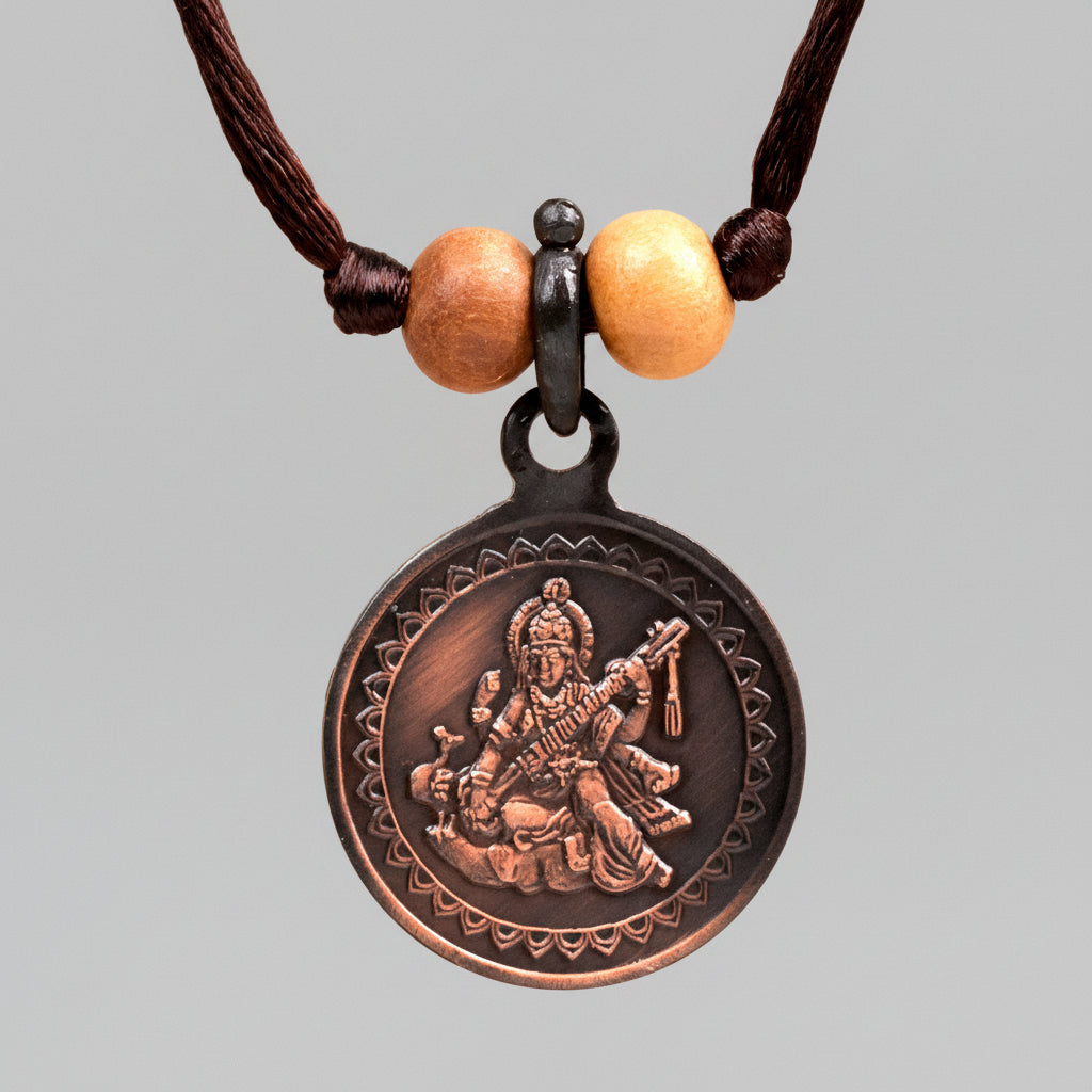 Shree Saraswati Yantra Copper Locket-Small-With Thread