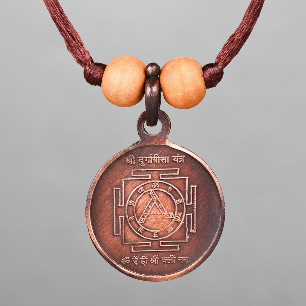 Shree Durga Bisa Yantra Copper Locket-Large-With Thread