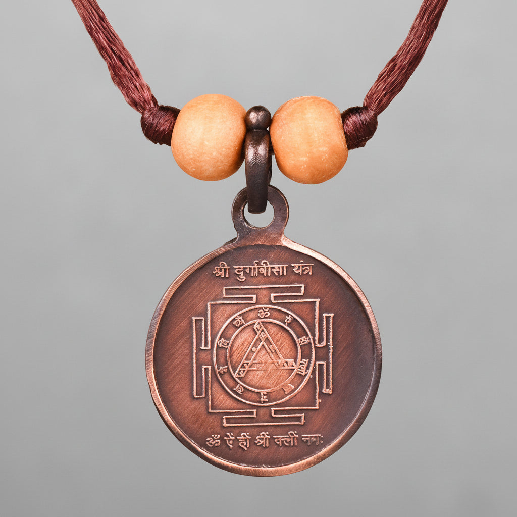 Shree Durga Bisa Yantra Copper Locket-Small-With Thread