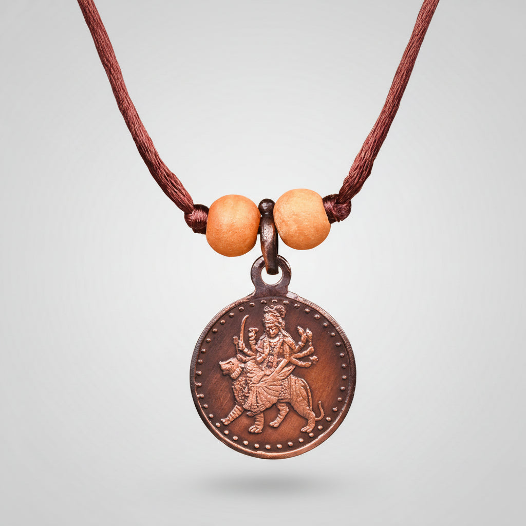 Shree Durga Bisa Yantra Copper Locket-Large-With Thread