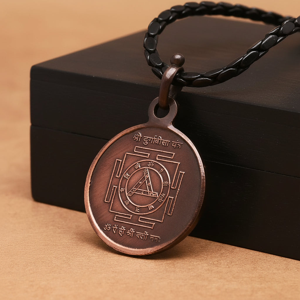 Shree Durga Bisa Yantra Copper Locket-Large-With Copper Chain