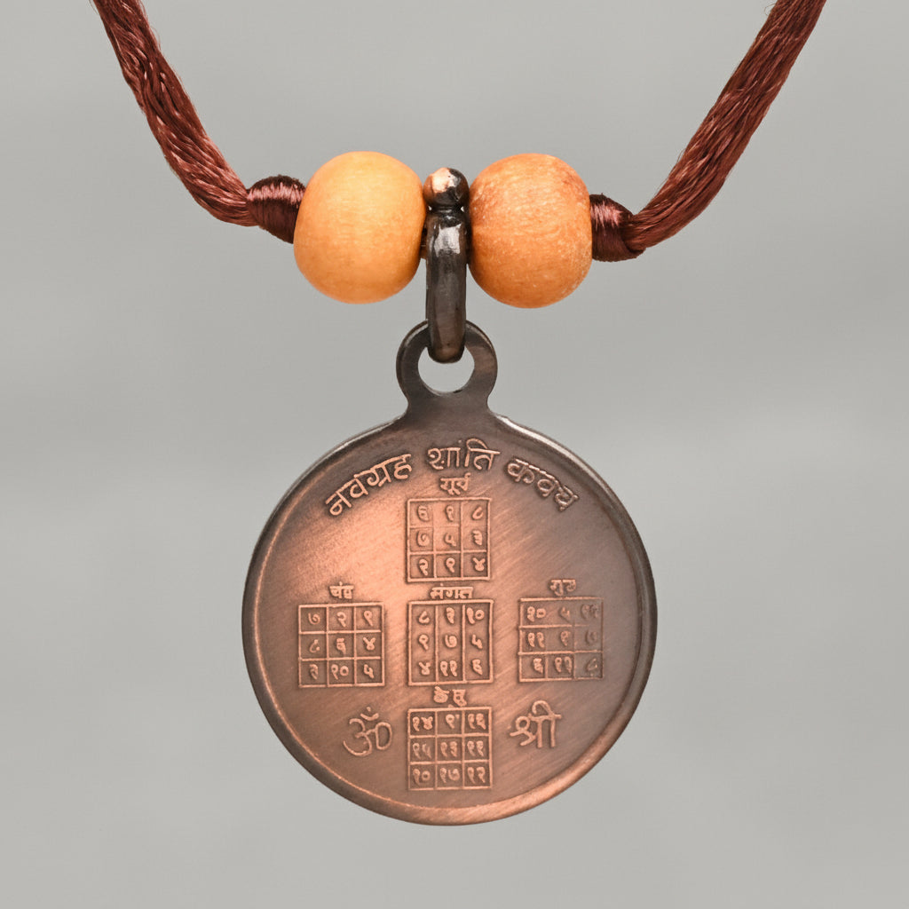 Navgraha Shanti Yantra Copper Locket-Small-With Thread