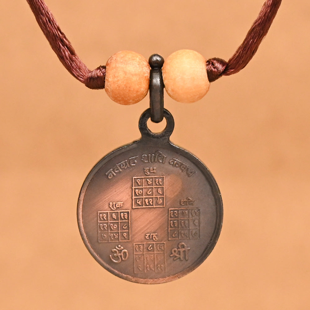 Navgraha Shanti Yantra Copper Locket-Large-With Thread