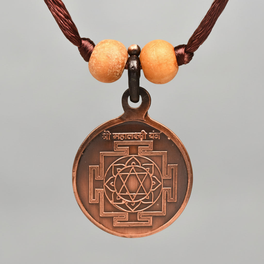 Shree Mahalaxmi Yantra Copper Locket-Small-With Thread