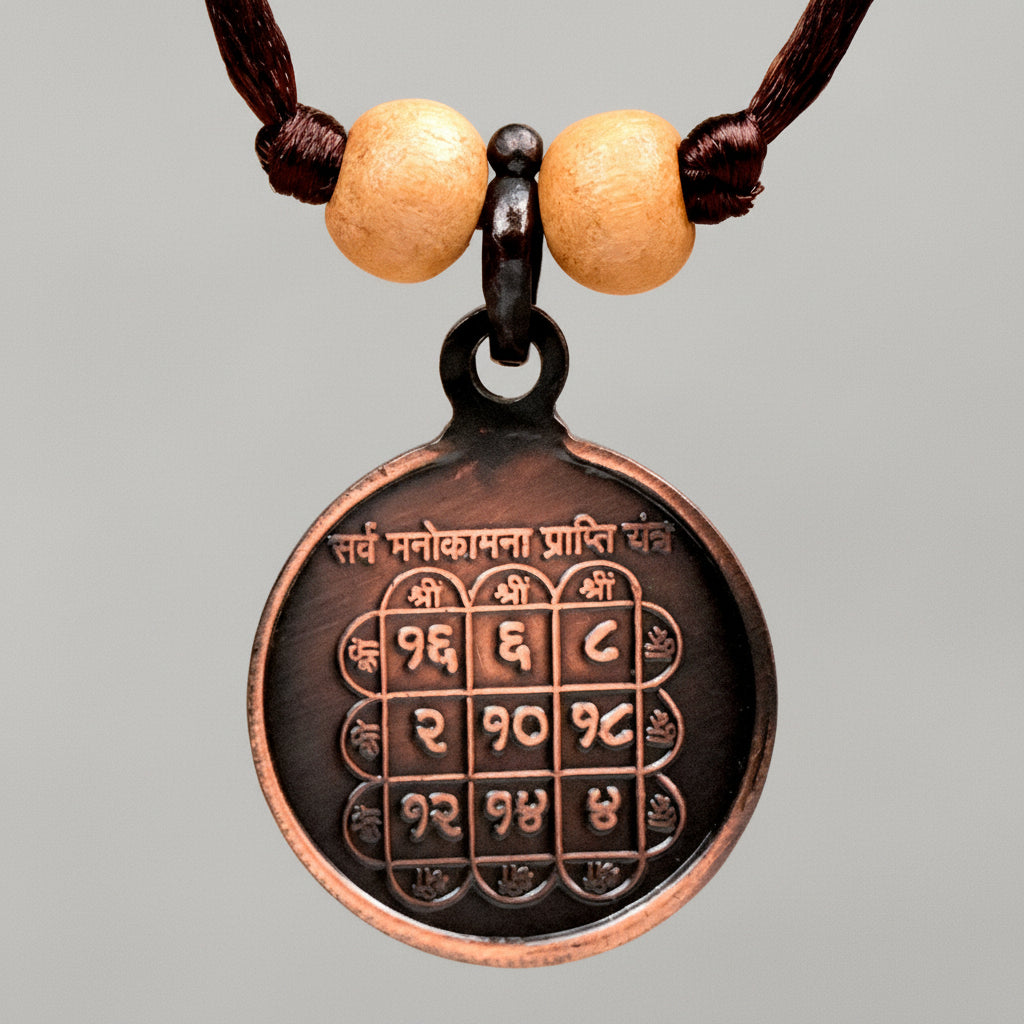 Shree Manokamna Prapti Yantra Copper Locket-Small-With Thread