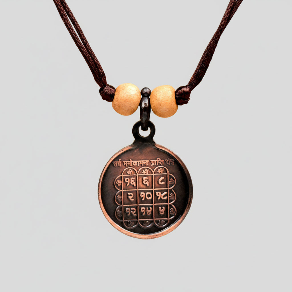 Shree Manokamna Prapti Yantra Copper Locket-Large-With Thread