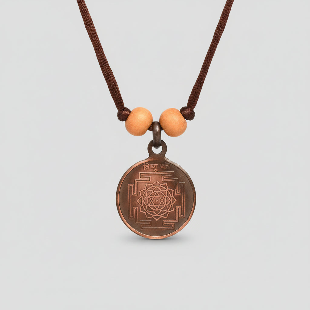 Vishnu yantra Copper Locket-Large-With Thread