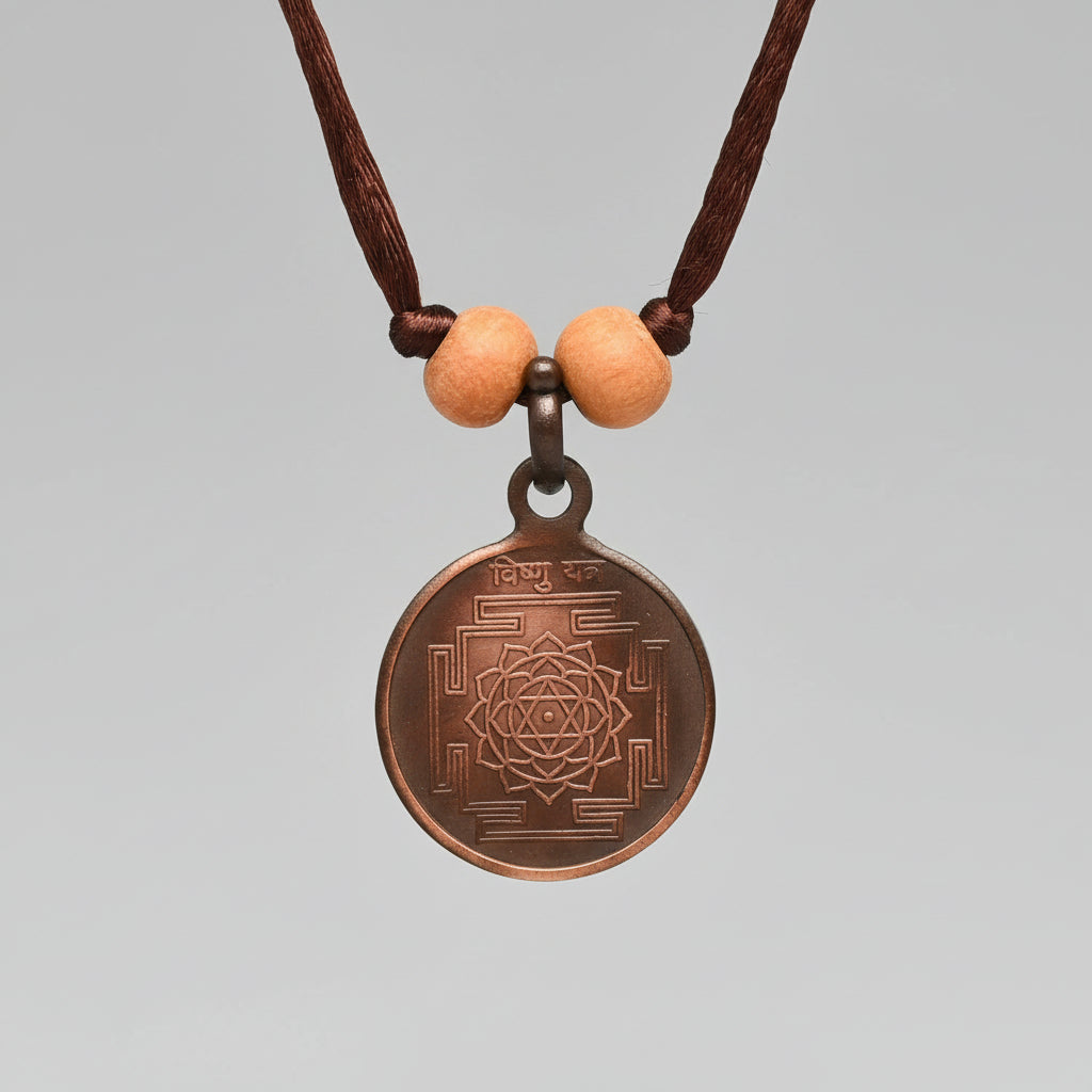 Vishnu yantra Copper Locket-Small-With Thread