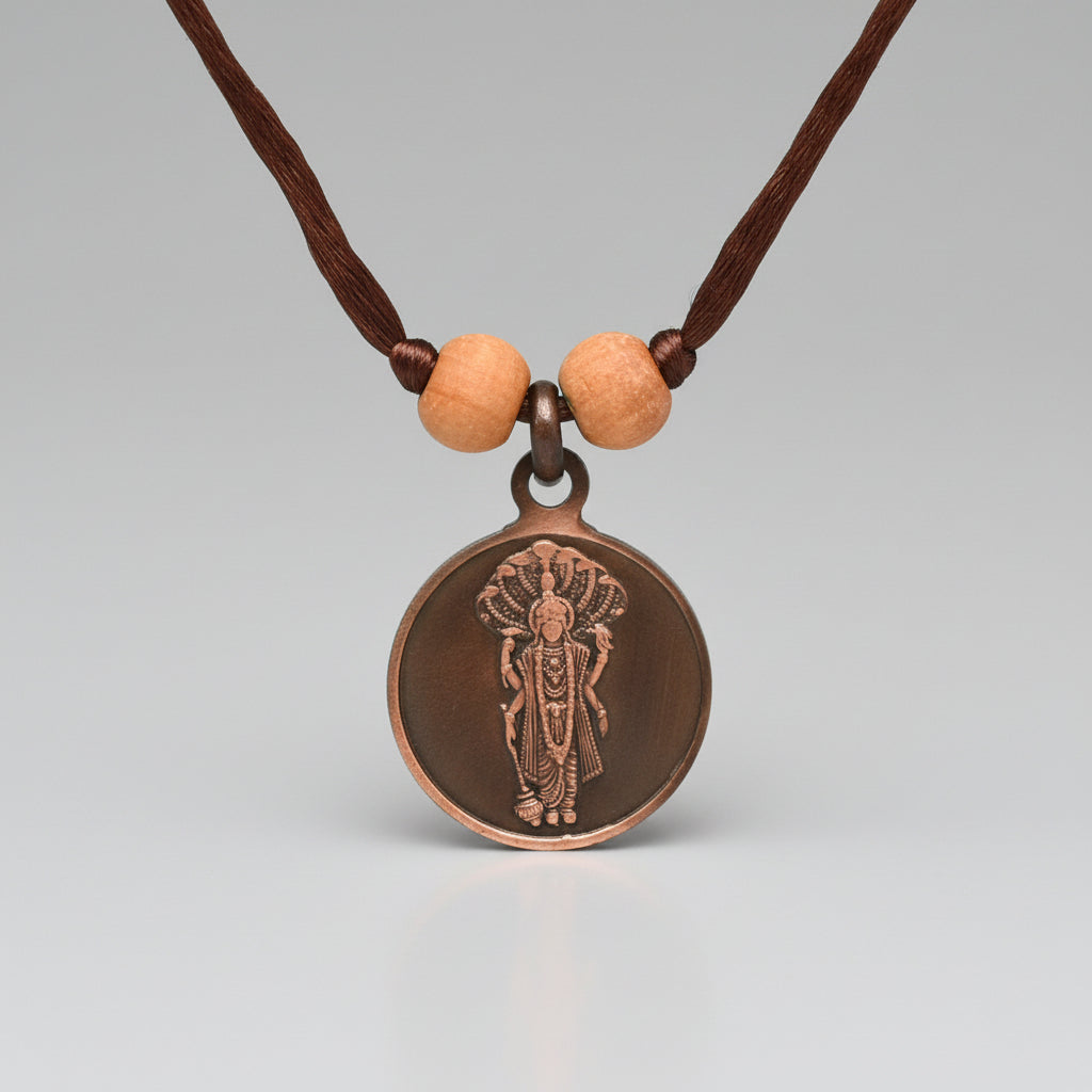 Vishnu yantra Copper Locket-Large-With Thread