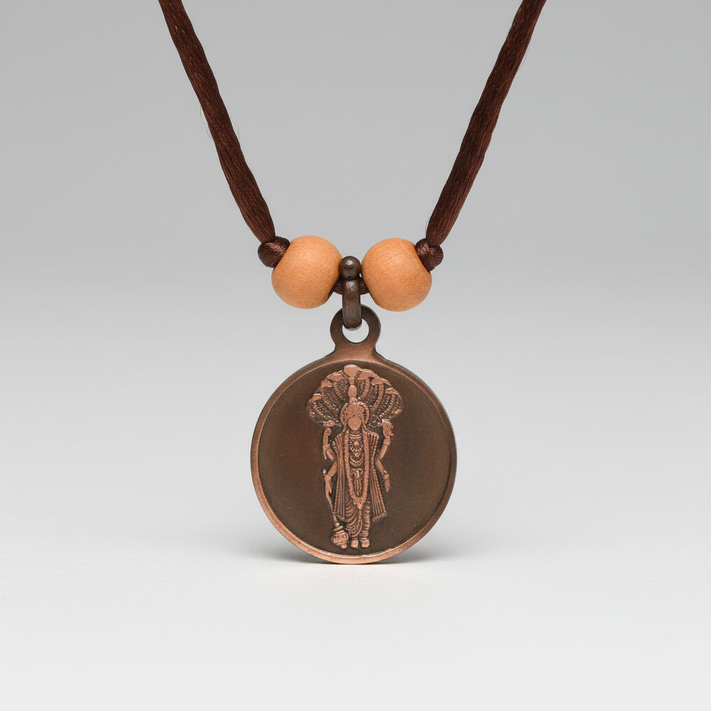 Vishnu yantra Copper Locket-Small-With Thread