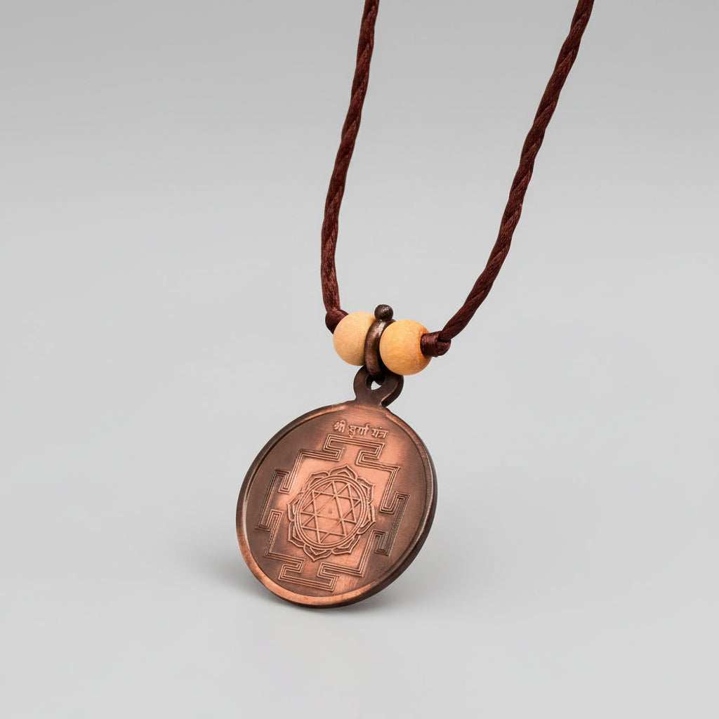 Durga Yantra Locket Copper-Large-With Thread