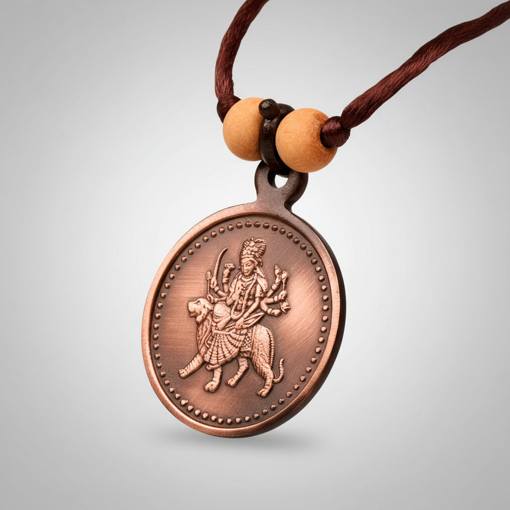 Durga Yantra Locket Copper-Large-With Thread