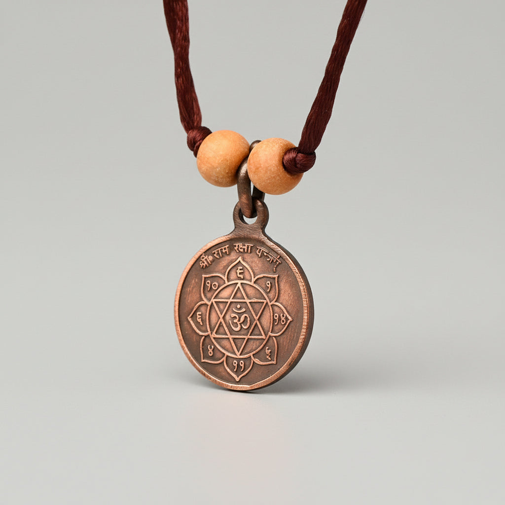 Shree Ramraksha Yantra Copper Locket-Small-With Thread