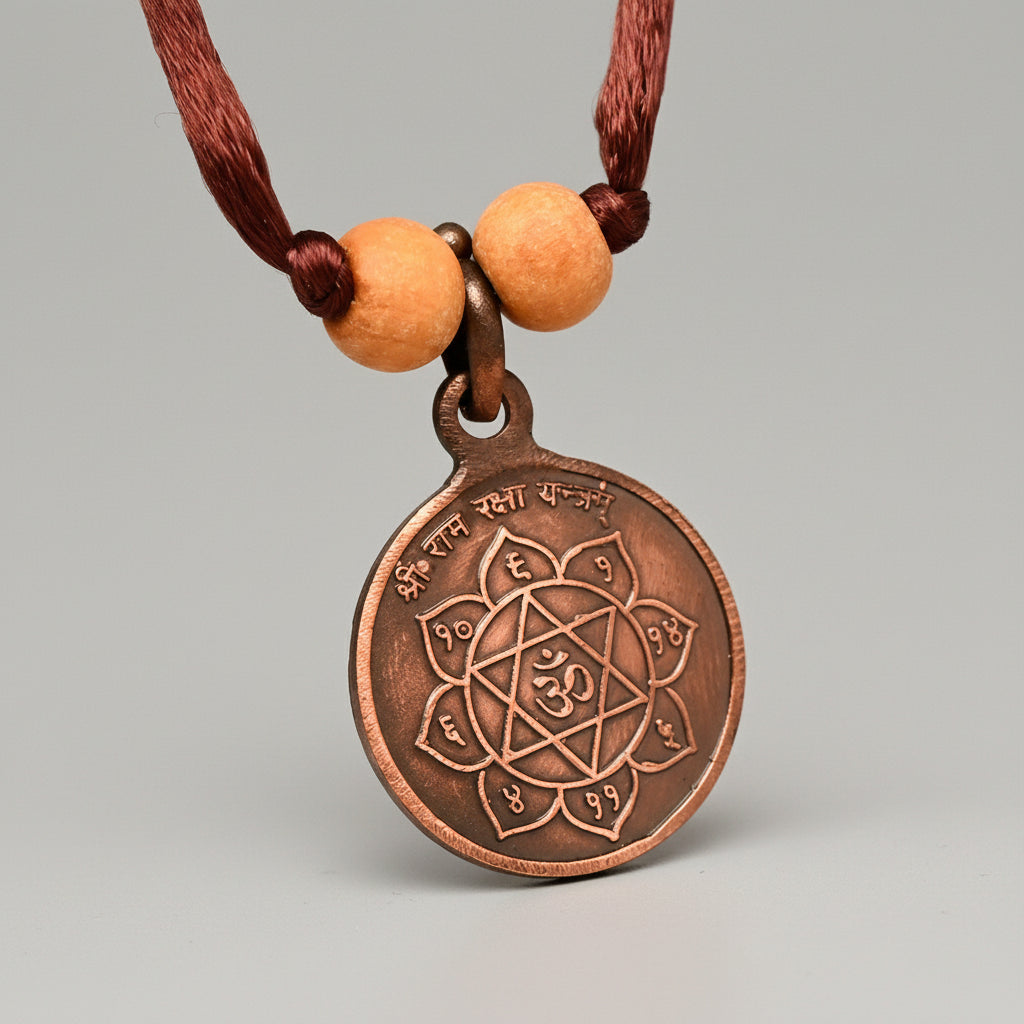 Shree Ramraksha Yantra Copper Locket-Large-With Thread