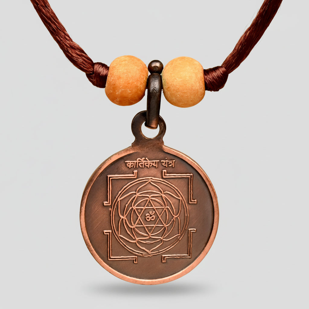 Kartikeya Yantra Copper Locket-Small-With Thread