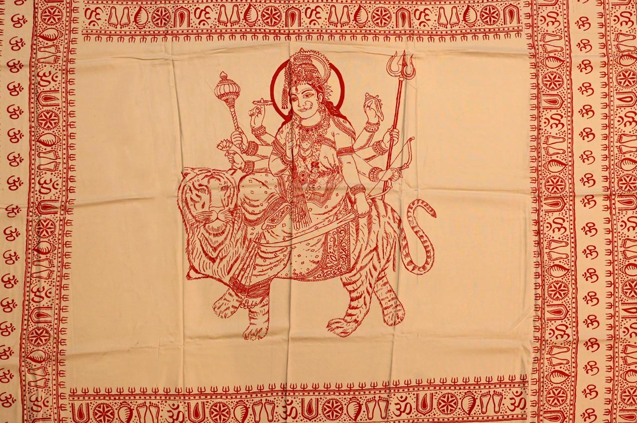 Durga Shawl in Cotton-Orange