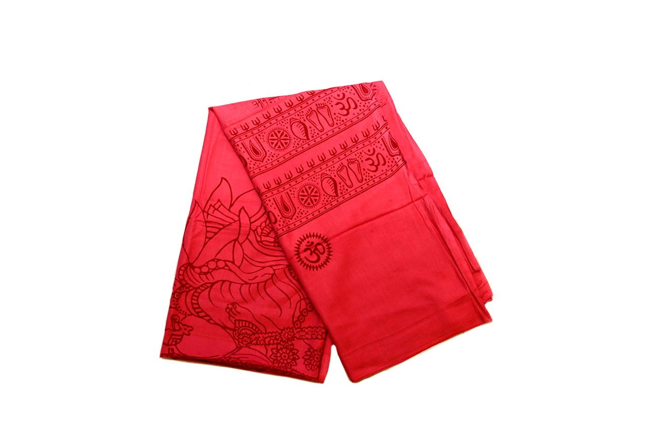 Ganesh Shawl in Soft Cotton-Rust