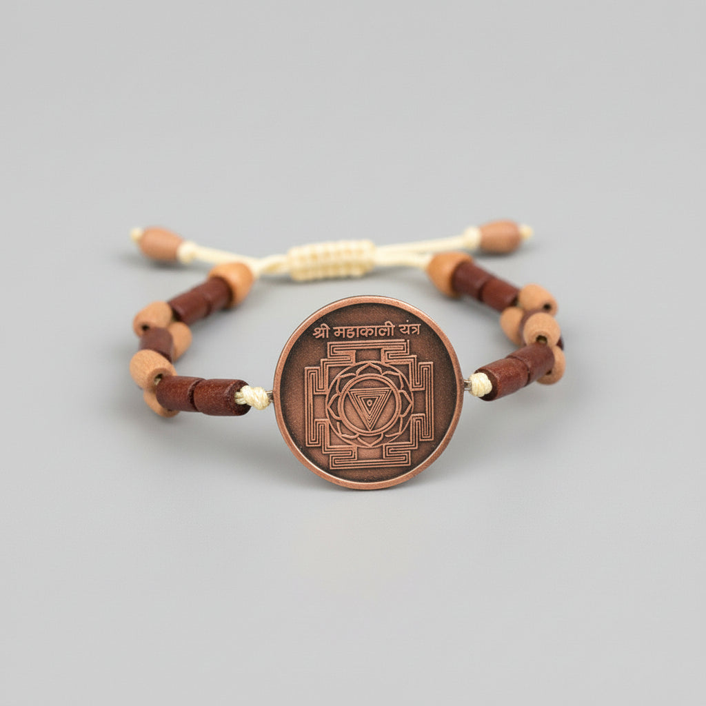 Mahakali Yantra Bracelet in Copper-With Adjustable Thread