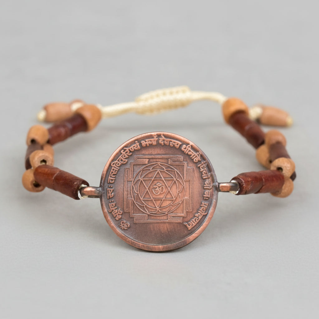 Shree Gayatri Yantra Bracelet in Copper-With Copper Chain