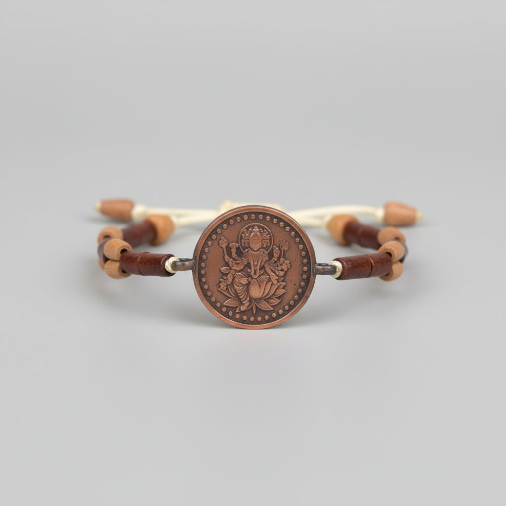 Shree Gayatri Yantra Bracelet in Copper-With Copper Chain