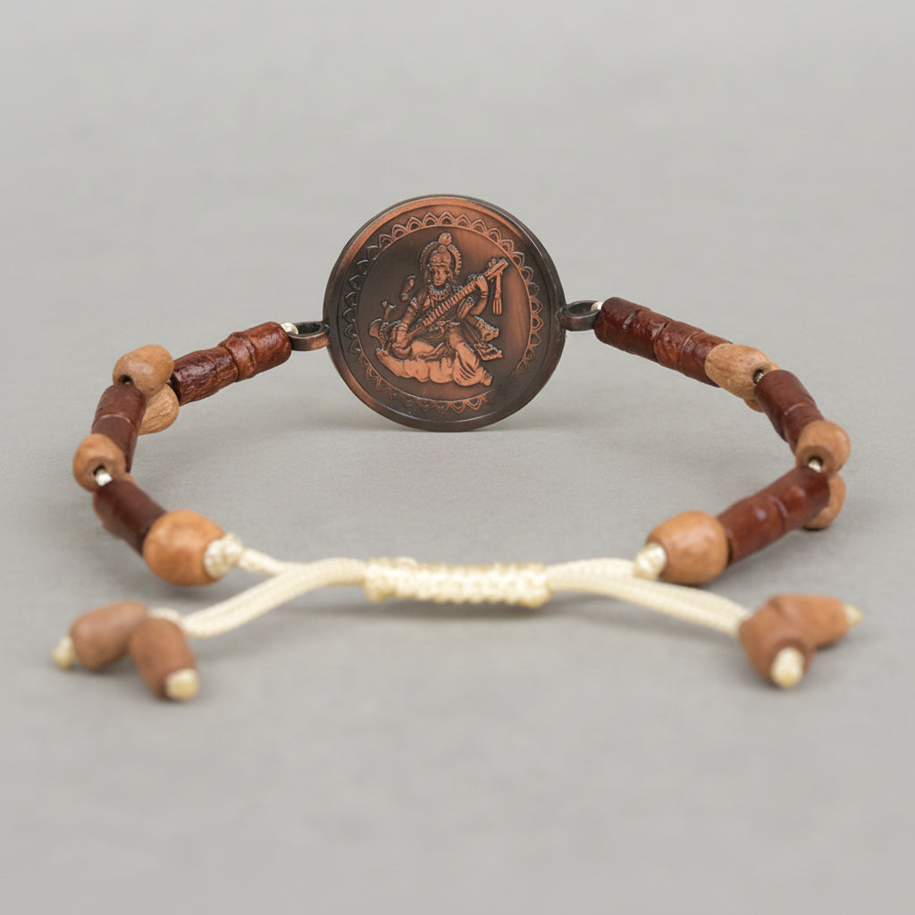 Shree Saraswati Yantra Bracelet in Copper-With Copper Chain