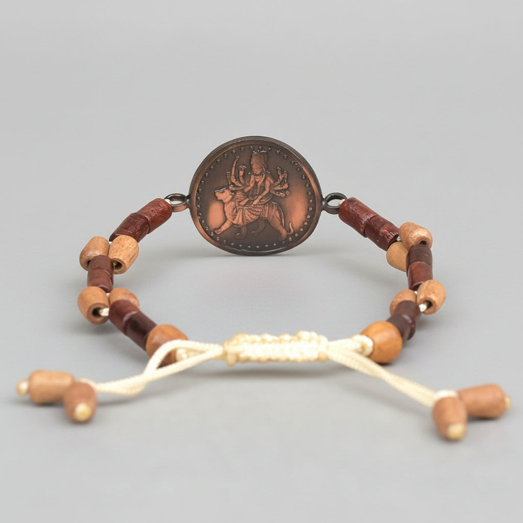Shree Durga Bisa Yantra Bracelet in Copper-With Adjustable Thread