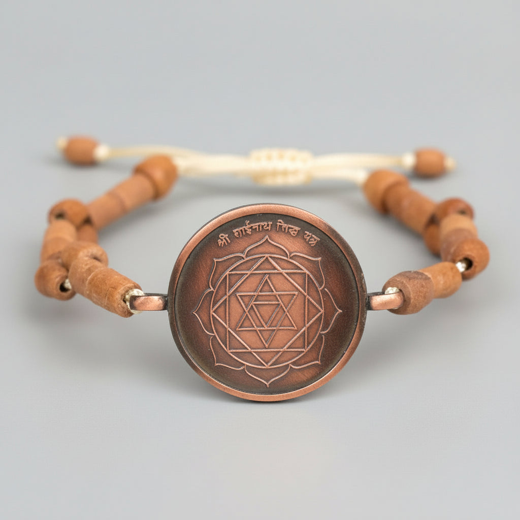 Shree Sainath Siddh Yantra Bracelet in Copper-With Adjustable Thread