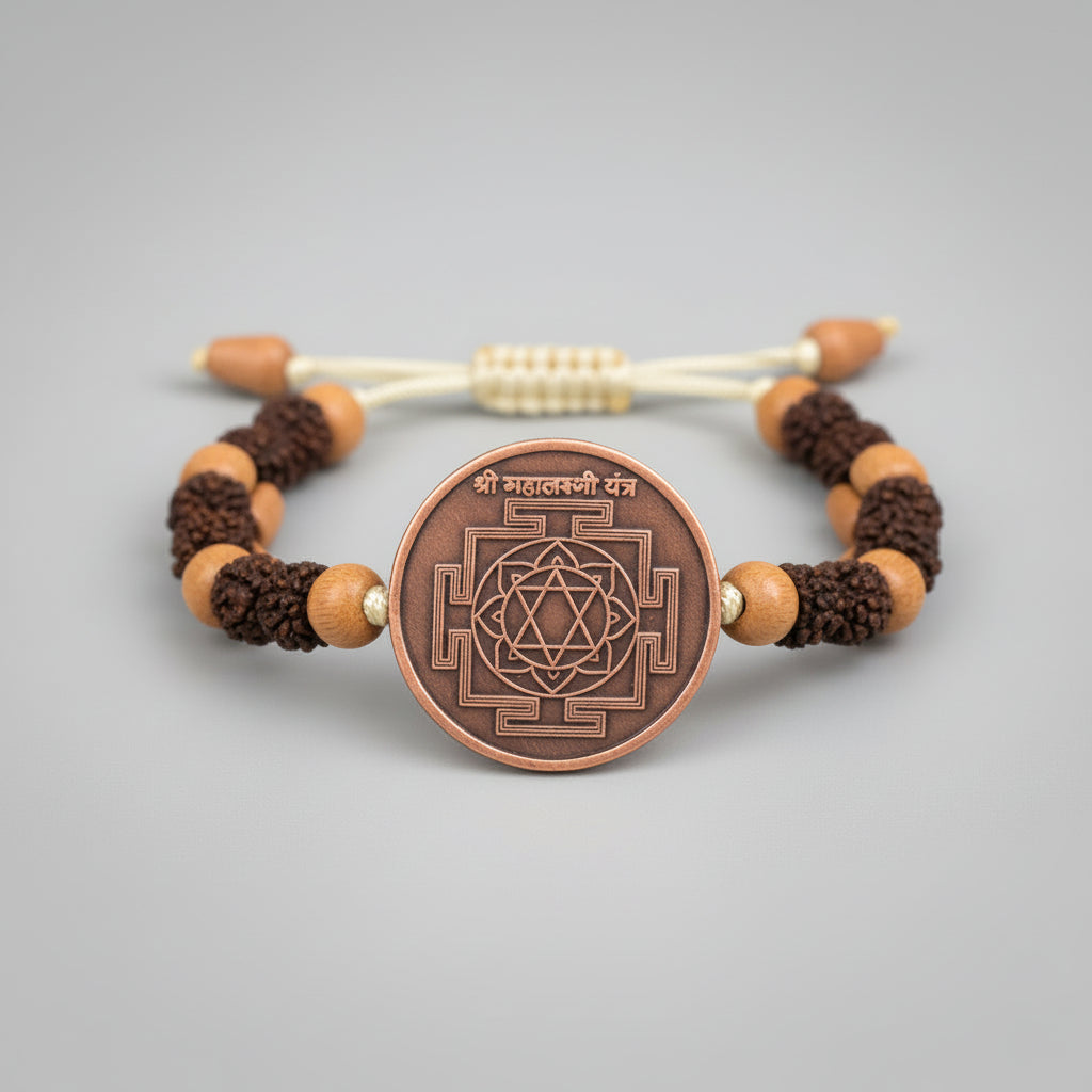 Shree Mahalaxmi Yantra Bracelet in Copper-With Copper Chain