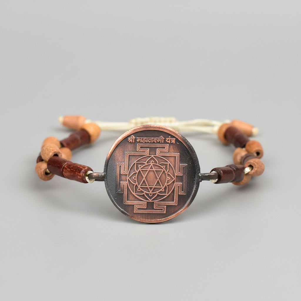 Shree Mahalaxmi Yantra Bracelet in Copper-With Adjustable Thread