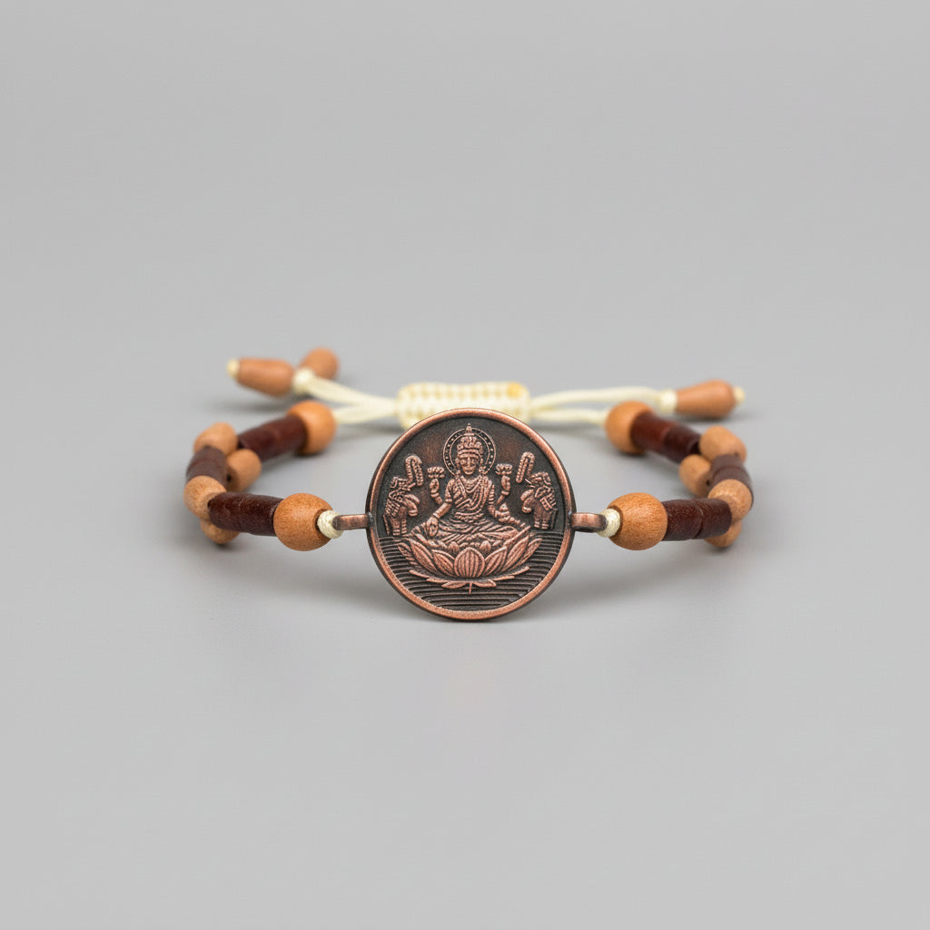 Shree Mahalaxmi Yantra Bracelet in Copper-With Adjustable Thread