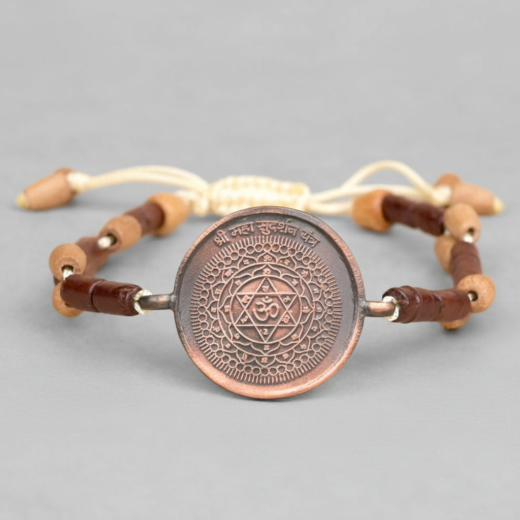 Mahasudarshan Yantra Bracelet in Copper-With Adjustable Thread