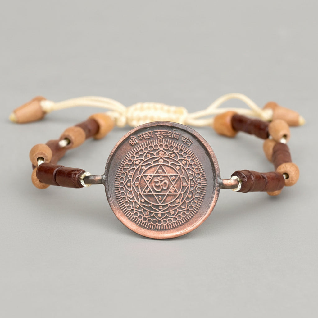 Mahasudarshan Yantra Bracelet in Copper-With Copper Chain