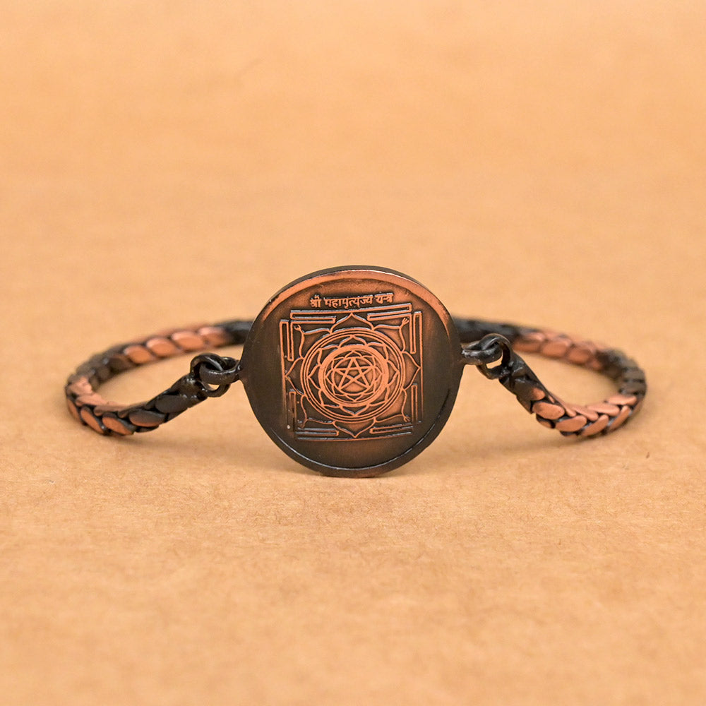 Mahamritunjaya Yantra Bracelet in Copper-With Copper Chain