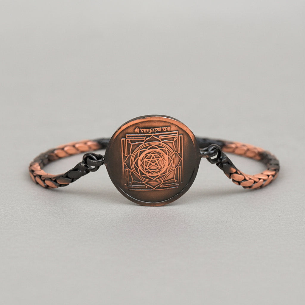 Mahamritunjaya Yantra Bracelet in Copper-With Adjustable Thread