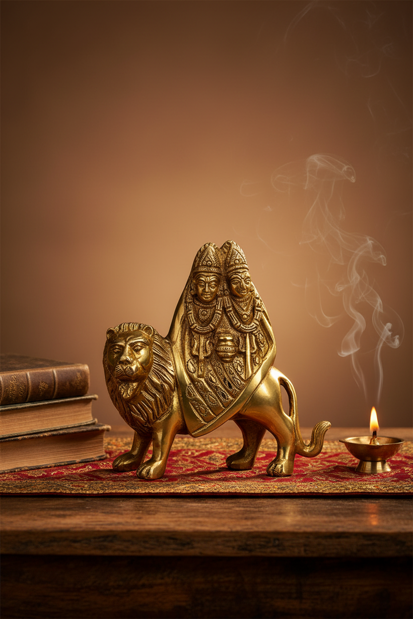 Chandi Chamunda Devi Brass Idol | 4.75 Inch Handcrafted Statue - ManiMonk