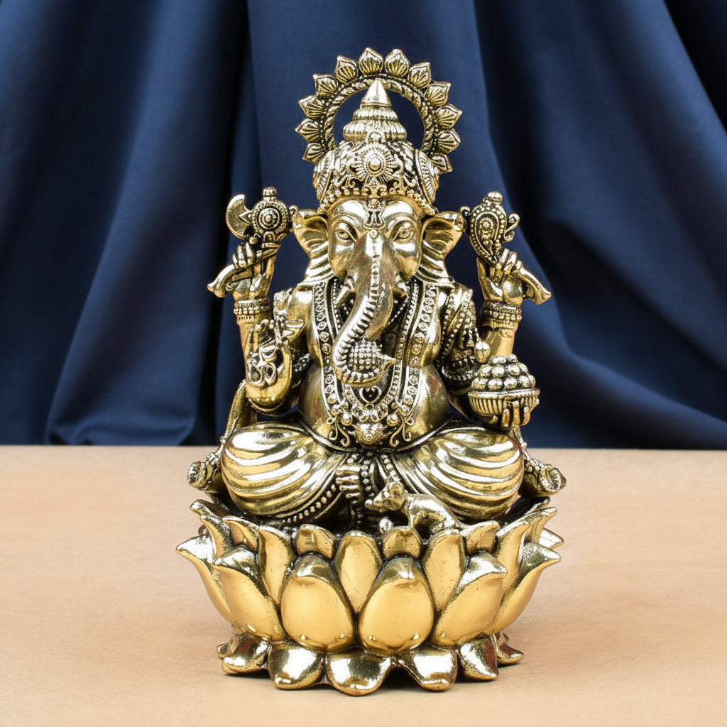 Chaturbhuj Ganpati Ashtadhatu Idol