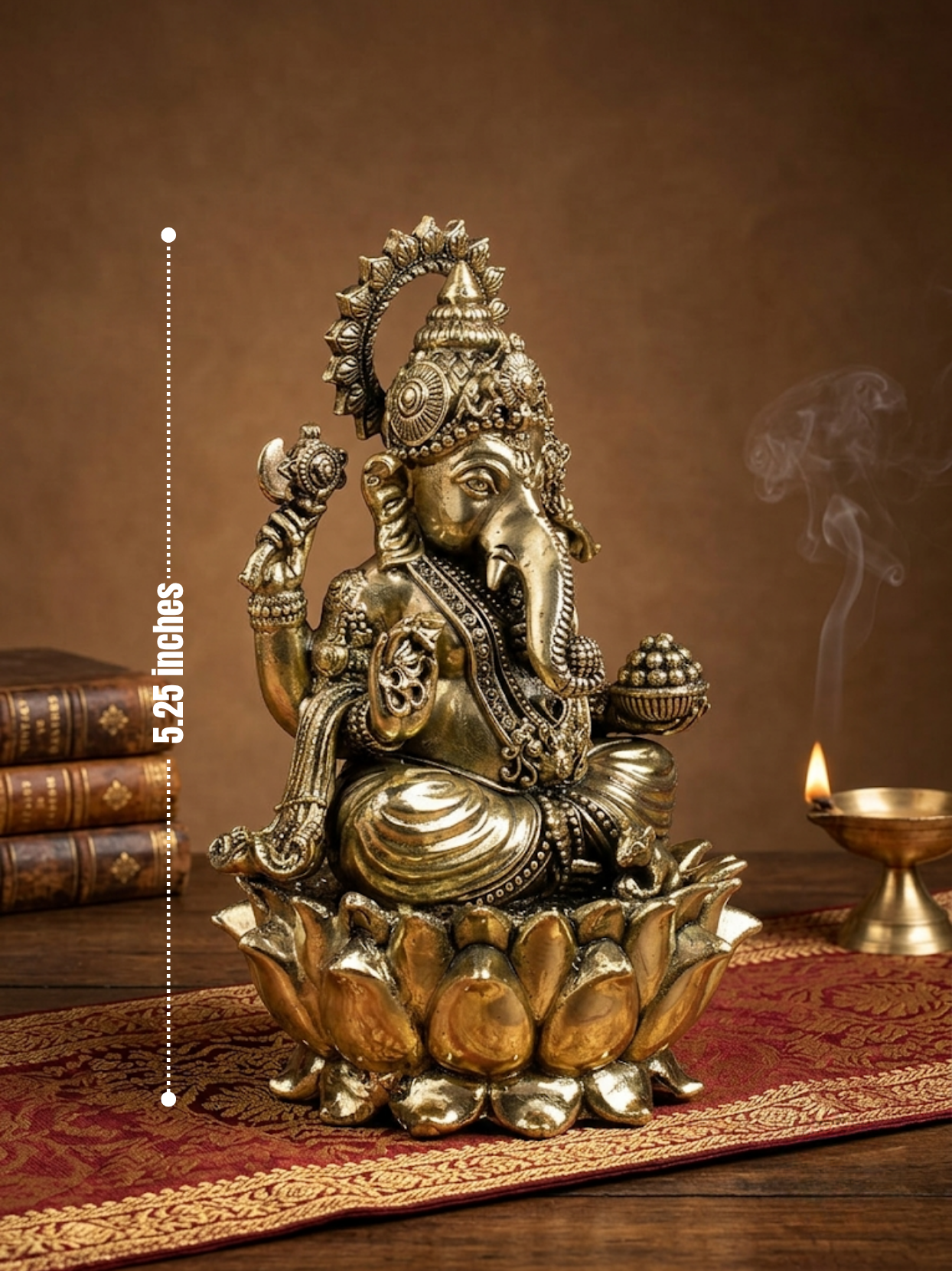 Chaturbhuj Ganpati Ashtadhatu Idol Four-Armed Ganesha Energised Murti - ManiMonk