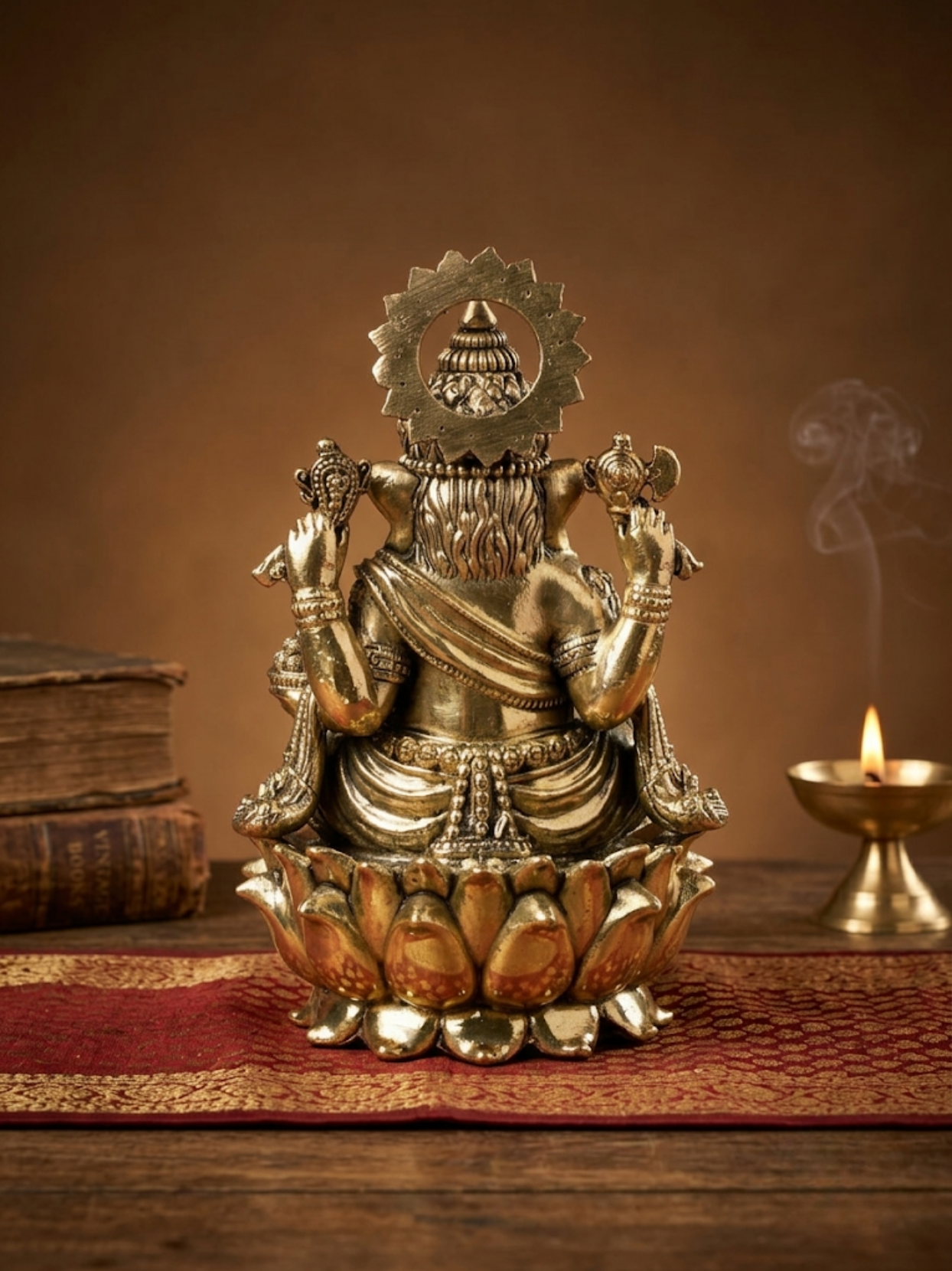 Chaturbhuj Ganpati Ashtadhatu Idol Four-Armed Ganesha Energised Murti - ManiMonk