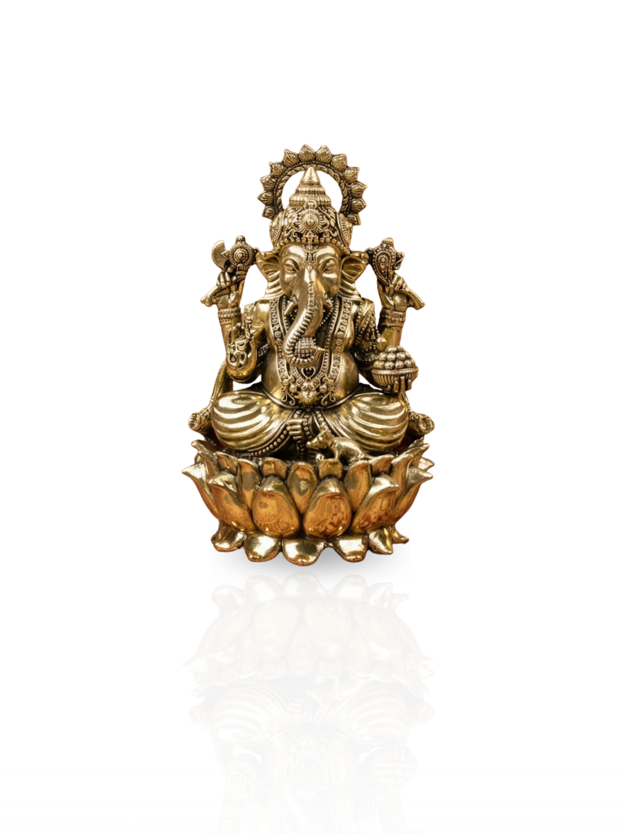 Chaturbhuj Ganpati Ashtadhatu Idol Four-Armed Ganesha Energised Murti - ManiMonk