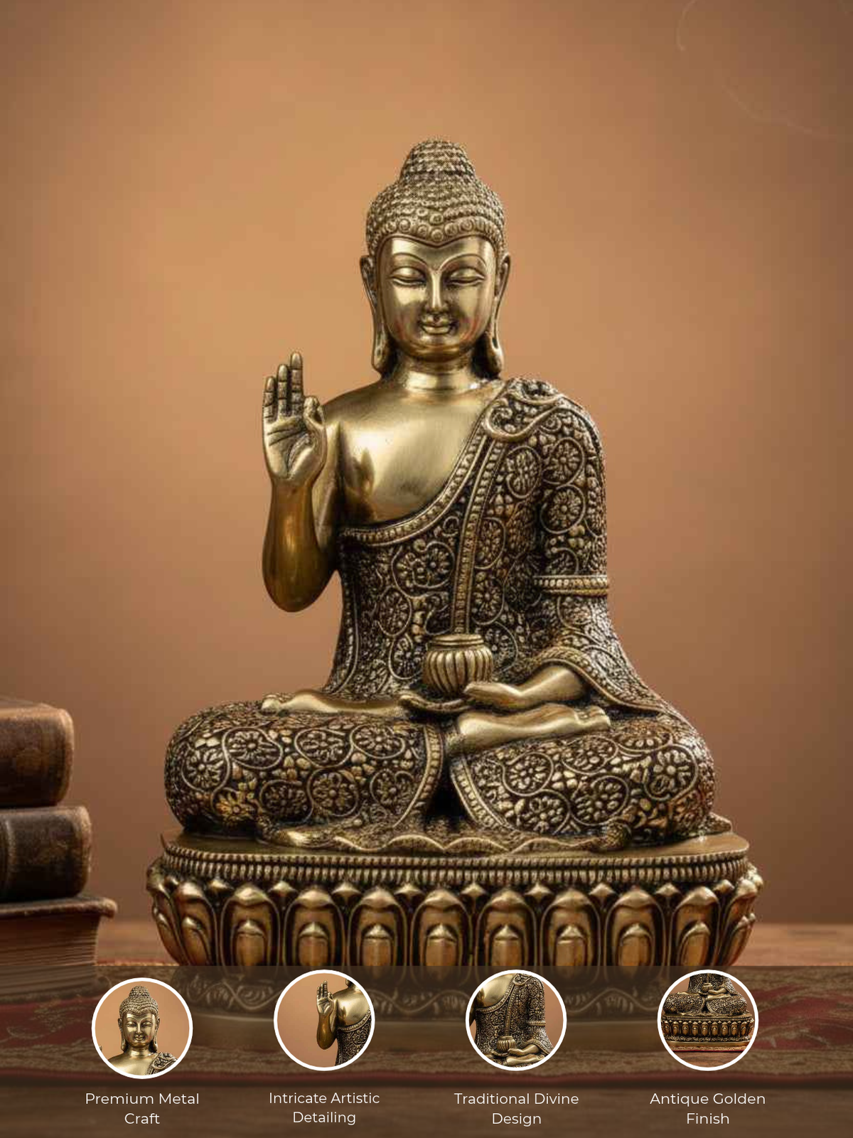 Lord Gautam Buddha Ashtadhatu Idol Meditating Buddha Murti for Home and Meditation Room