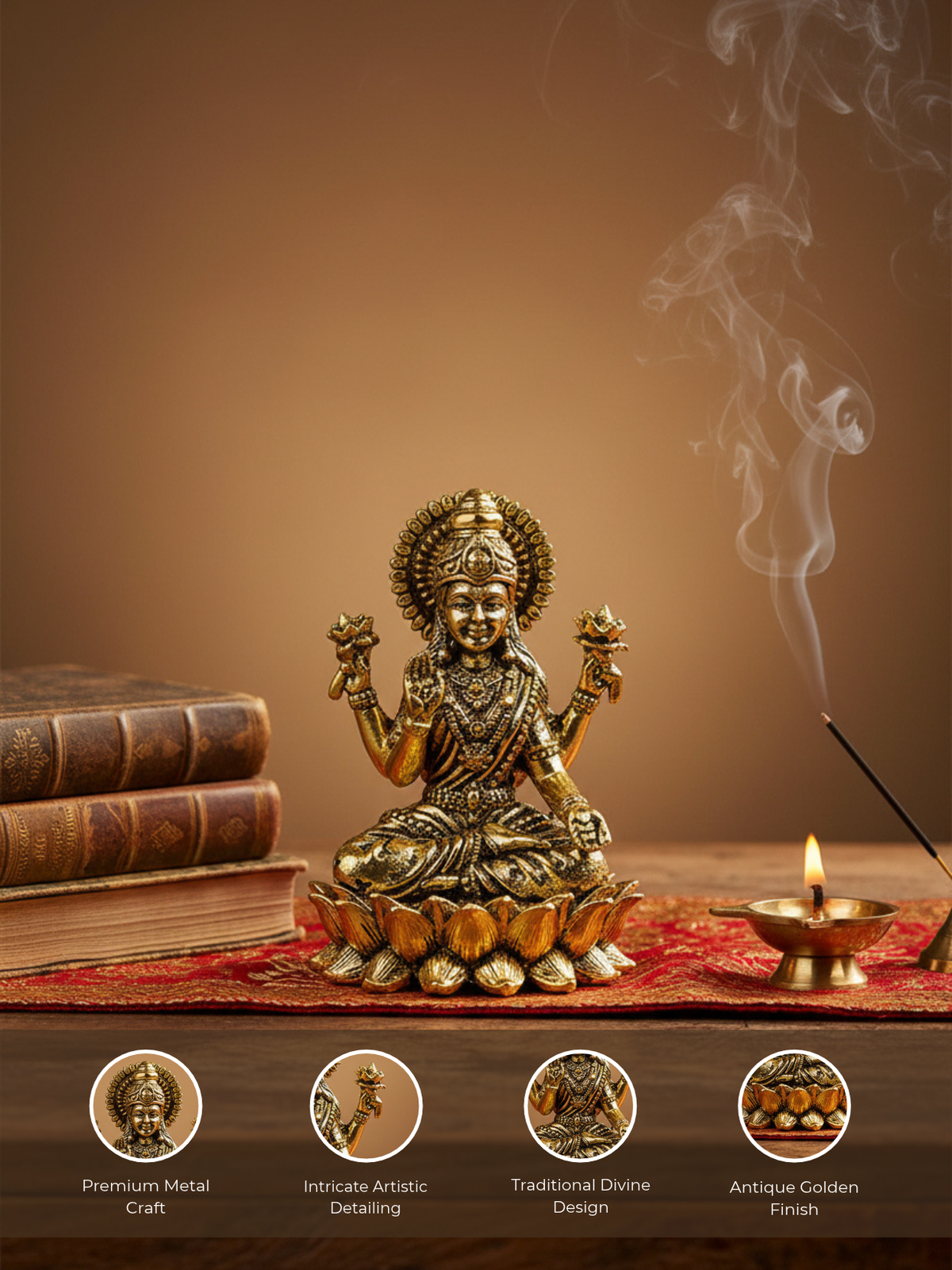 Kamal Lakshmi Ashtadhatu Idol | Energised Miniature Lotus Lakshmi Murti