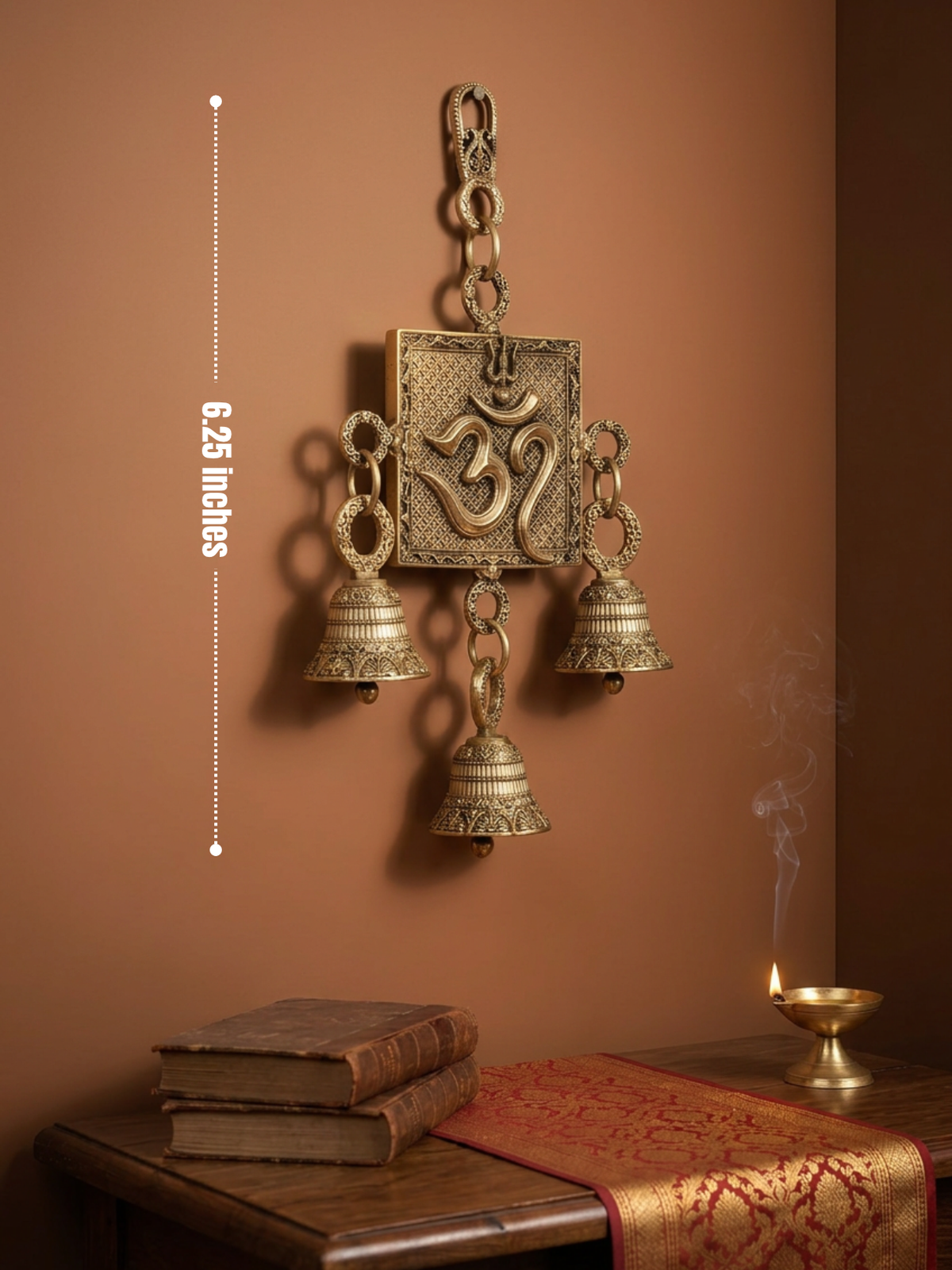 Ashtadhatu OM Swastik Door Hanging Bells | Energised Sacred Entrance Bell for Home
