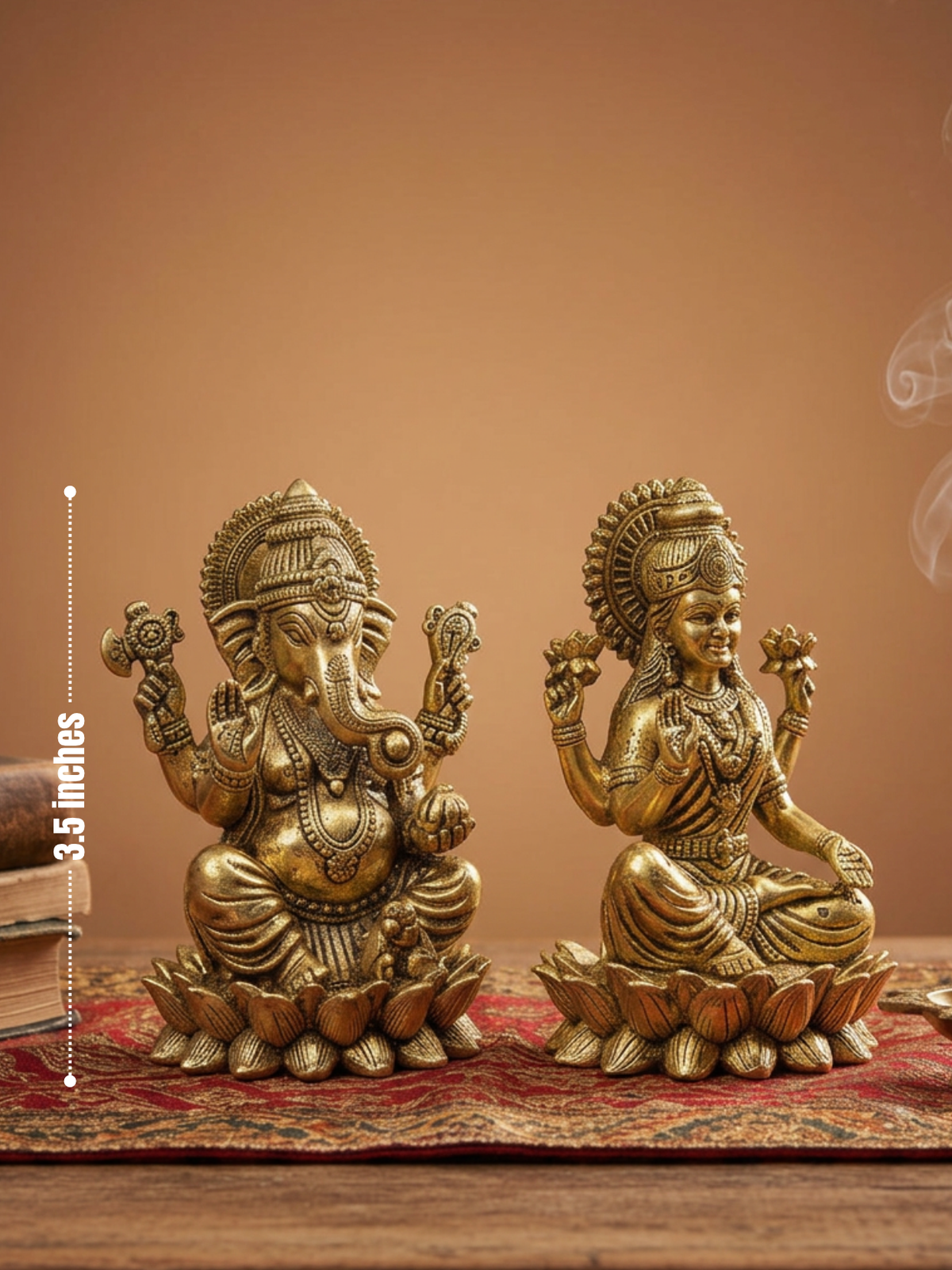 Kamal Ganesh Lakshmi Ashtadhatu Idols Set Energised Lotus Ganesha Lakshmi Murti for Diwali Puja