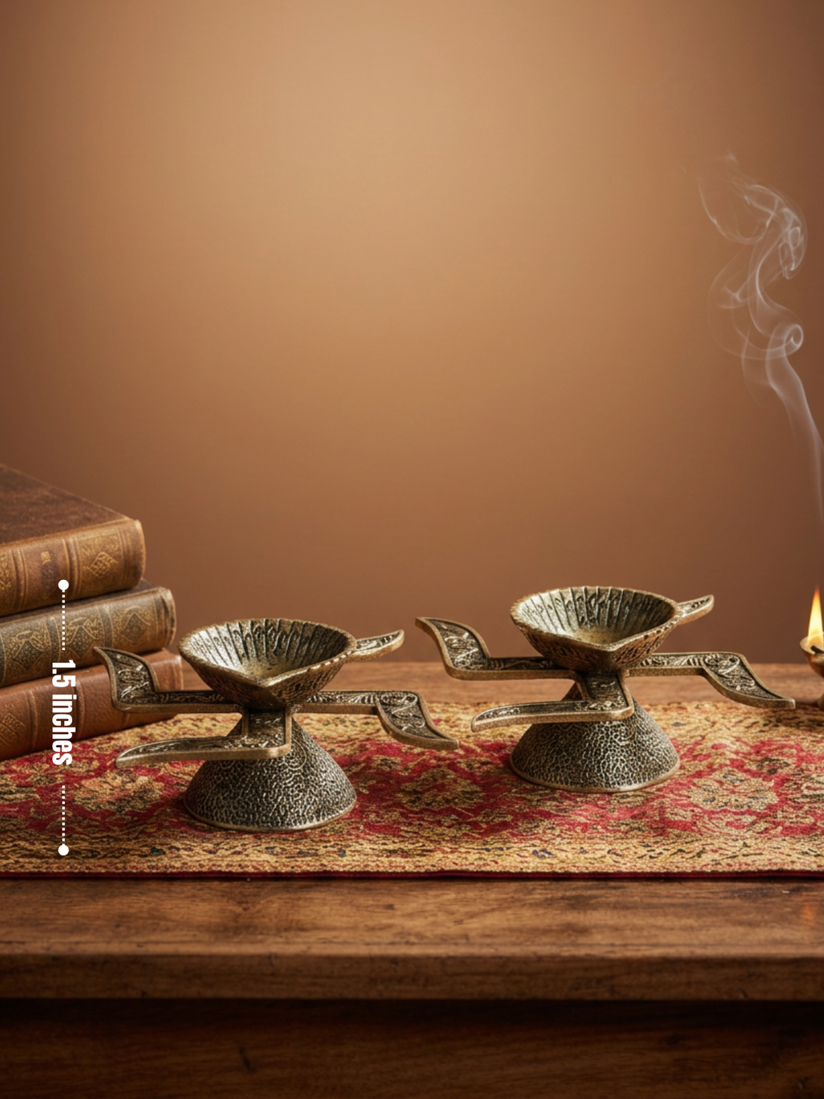 Ashtadhatu Swastik Diya Set of 2 Sacred Swastika Puja Diya