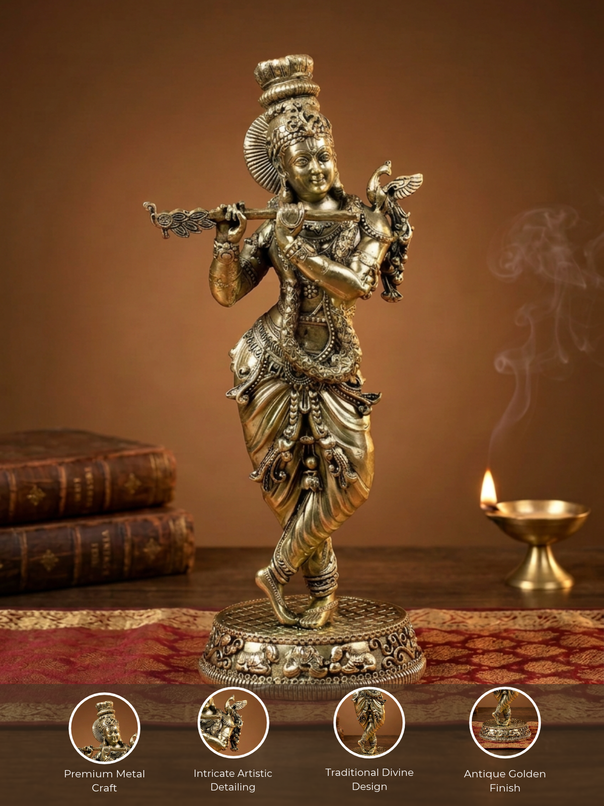 Muralidhar Krishna Ashtadhatu Idol | Energised Flute-Playing Krishna Murti