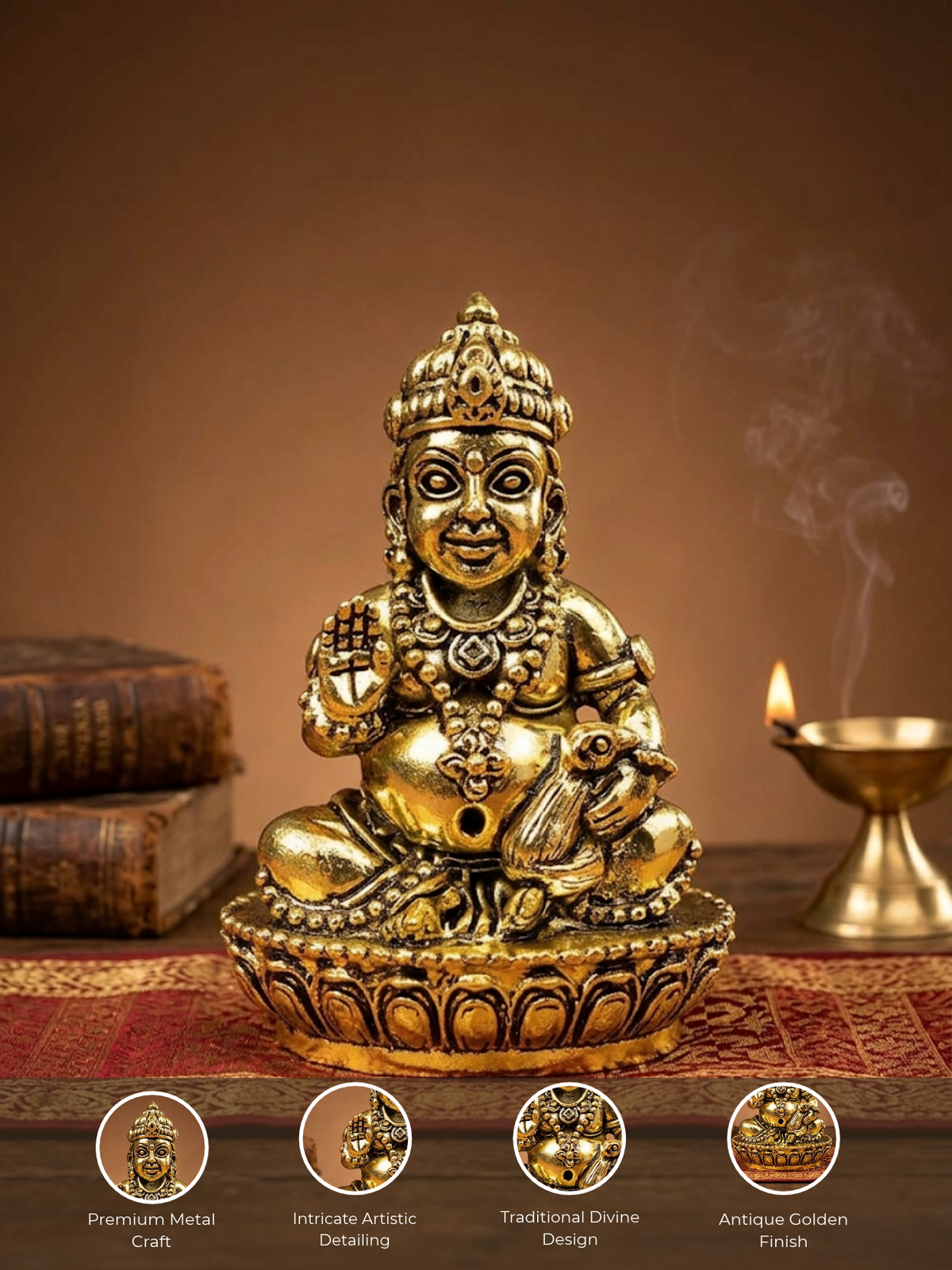 Lord Kuber Dhanpati Ashtadhatu Idol | Energised God of Wealth Murti