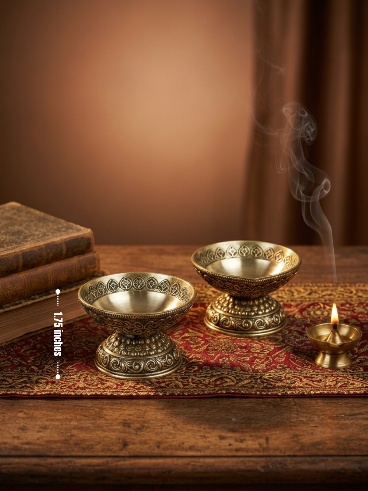 Ashtadhatu Designer Diya Set of 2 Decorative Puja Diya for Home and Gifting