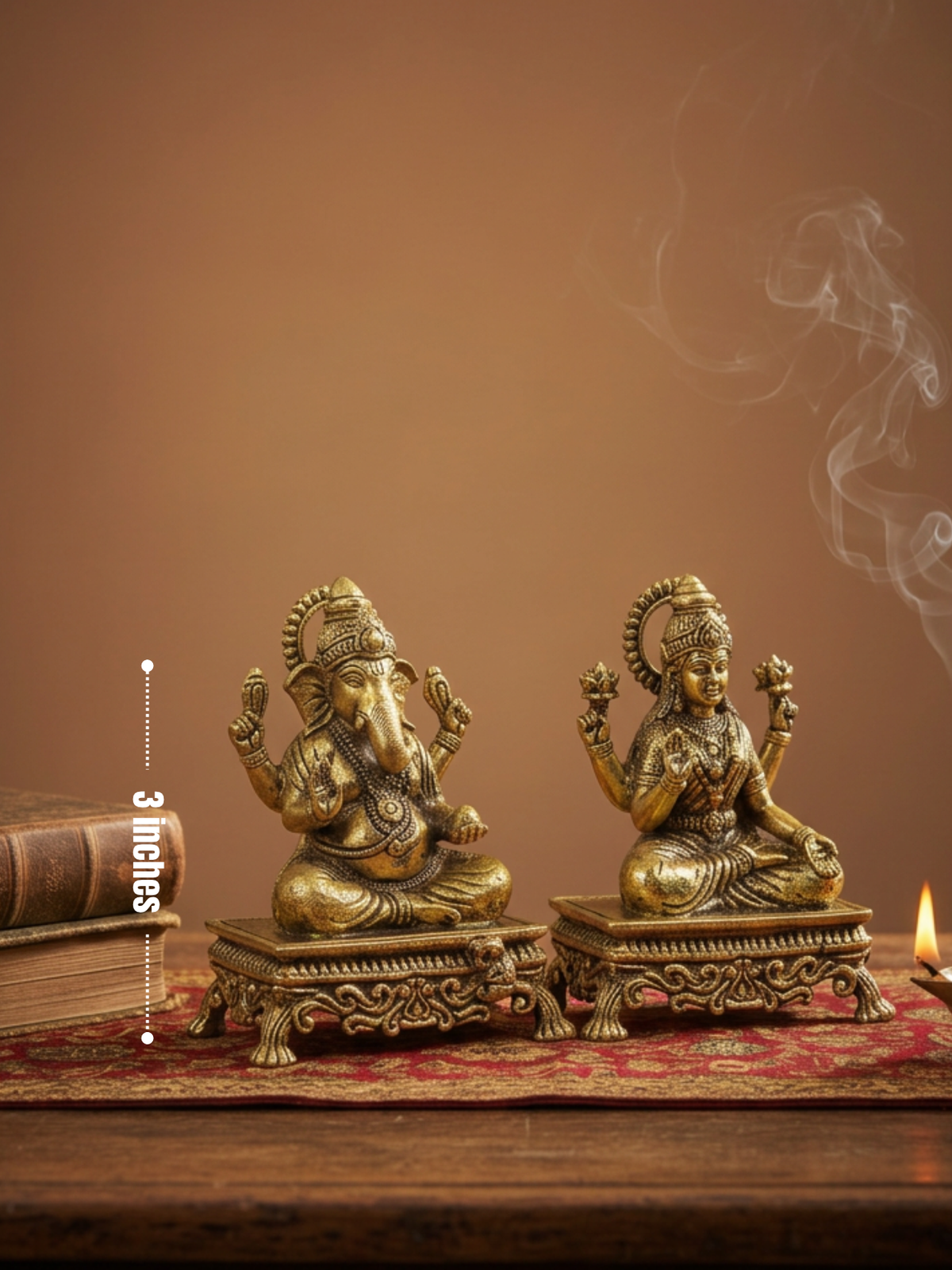 Ganesh Laxmi on Pedestal Chowki Ashtadhatu Idol Small Energised Duo Murti